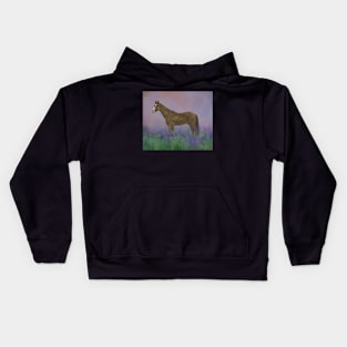 Horse In Lavender Field Kids Hoodie